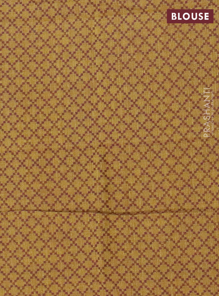 Chettinad cotton saree grey and coffee brown with thread woven buttas and ganga jamuna border