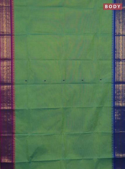 Chettinad cotton saree dual shade of teal green and blue with thread woven buttas and ganga jamuna border