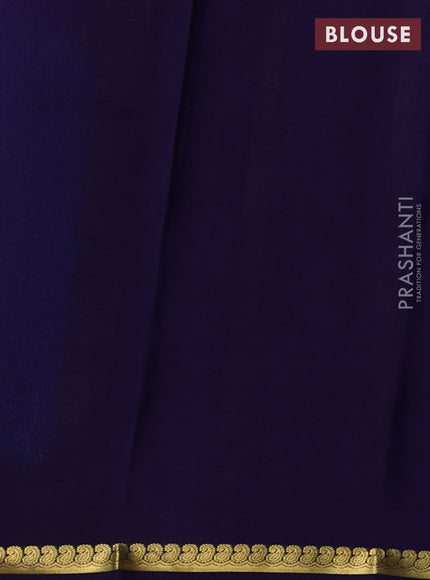 Pure mysore silk saree cs blue and dark blue with plain body and zari woven border