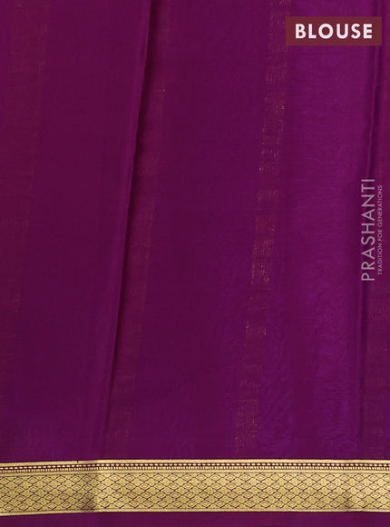 Pure mysore silk saree lavender and wine shade with plain body and zari woven border