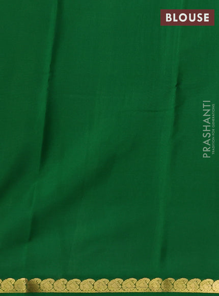 Pure mysore silk saree deep maroon and green with plain body and zari woven border