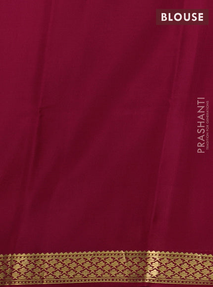Pure mysore silk saree navy blue and dark pink with plain body and zari woven border