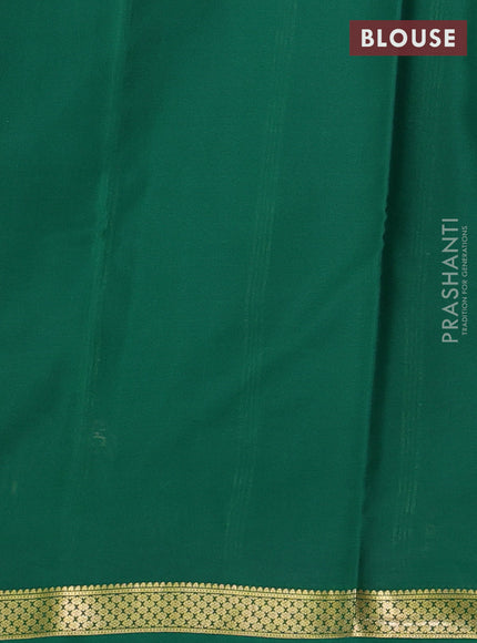 Pure mysore silk saree purple and green with plain body and zari woven border