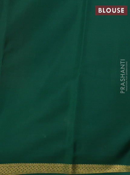 Pure mysore silk saree maroon and green with plain body and zari woven border