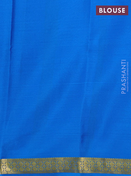 Pure mysore silk saree purple and cs blue with plain body and zari woven border