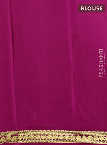 Pure mysore silk saree grey and pink with plain body and zari woven border