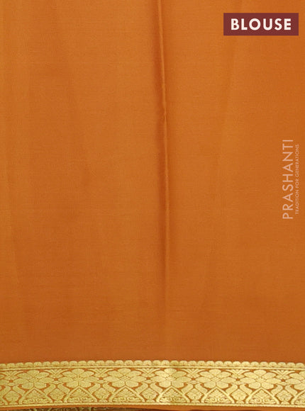Pure mysore silk saree maroon and dark mustard with plain body and zari woven border