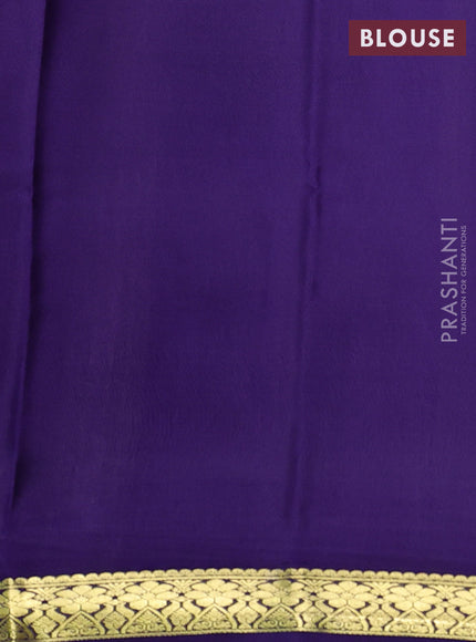Pure mysore silk saree purple and dark blue with plain body and zari woven border