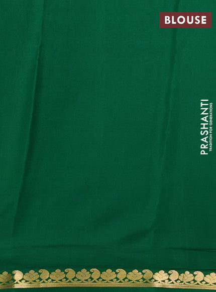 Pure mysore silk saree blue and green with plain body and zari woven border