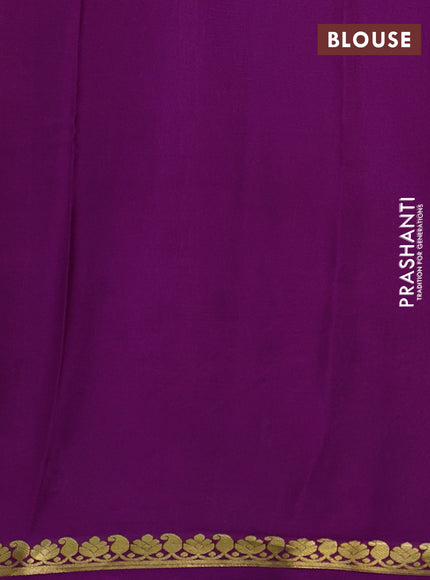 Pure mysore silk saree pastel green and purple with plain body and zari woven border