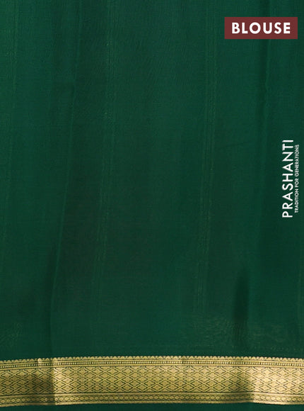 Pure mysore silk saree pink and green with plain body and zari woven border