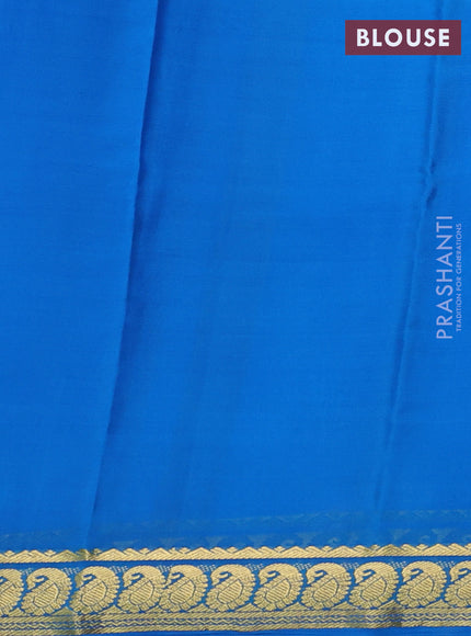 Pure mysore silk saree blue and cs blue with plain body and zari woven border