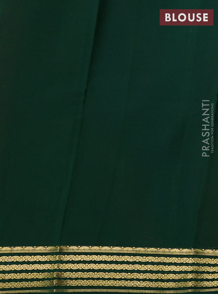 Pure mysore silk saree red and green with plain body and zari woven border