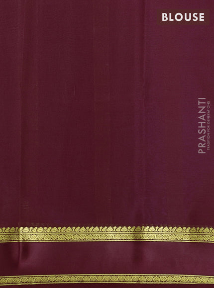 Pure mysore silk saree blue and maroon with plain body and rettapet zari woven border
