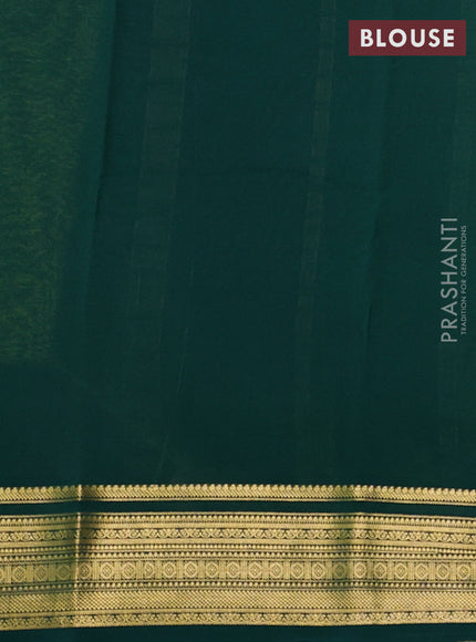 Pure mysore silk saree light green and dark green with plain body and zari woven border