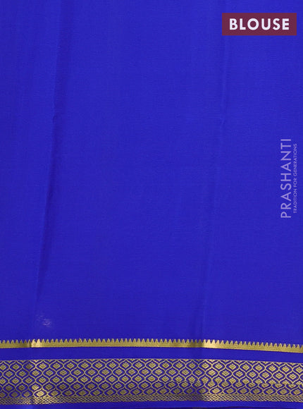 Pure mysore silk saree maroon and royal blue with plain body and zari woven border