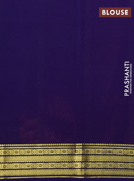 Pure mysore silk saree dark peach and blue with plain body and zari woven border