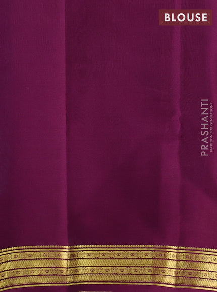 Pure mysore silk saree teal blue and wine shade with plain body and zari woven border