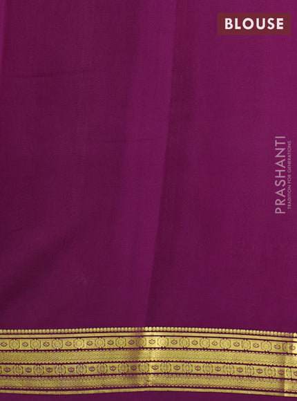 Pure mysore silk saree pink and purple with plain body and zari woven border