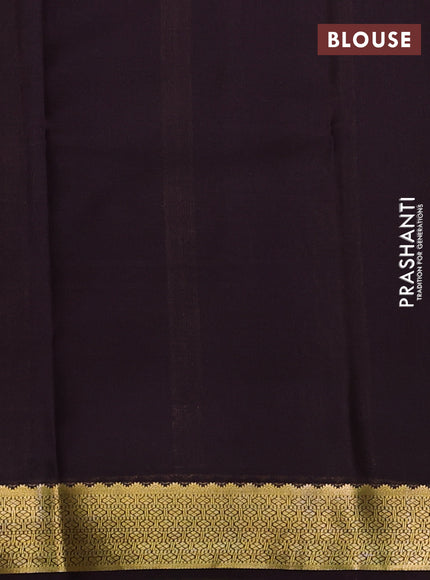 Pure mysore silk saree deep jamun shade with plain body and zari woven border