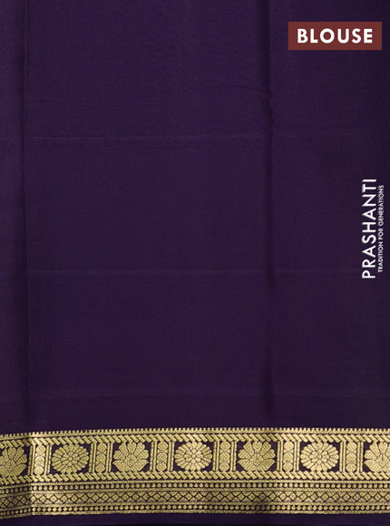 Pure mysore silk saree wine shade and deep purple with plain body and zari woven border