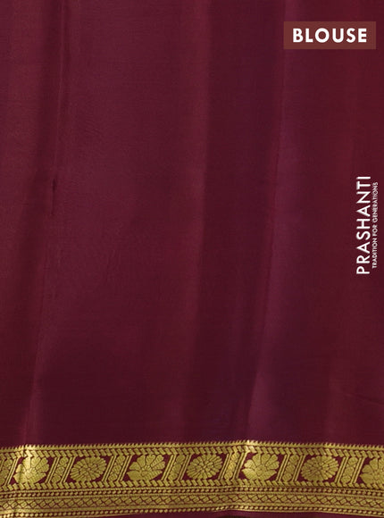 Pure mysore silk saree cs blue and maroon with plain body and zari woven border