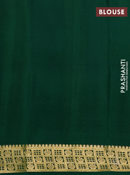 Pure mysore silk saree purple and green with plain body and zari woven border