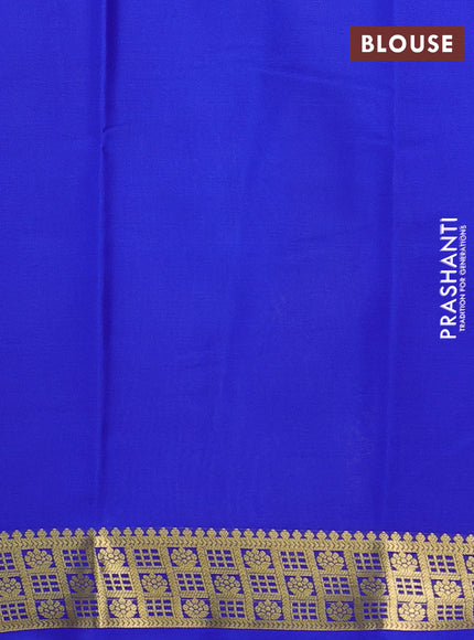 Pure mysore silk saree teal green and royal blue with plain body and zari woven border