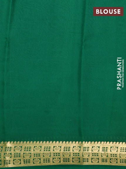 Pure mysore silk saree wine shade and green with plain body and zari woven border