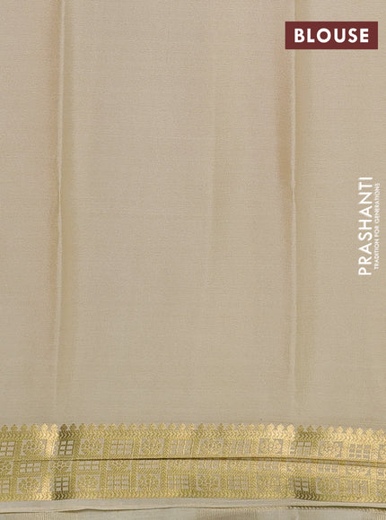 Pure mysore silk saree red and cream with plain body and zari woven border