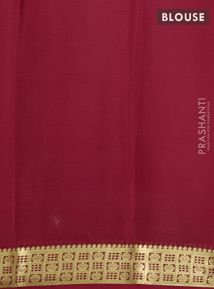 Pure mysore silk saree pastel green shade and red with plain body and zari woven border