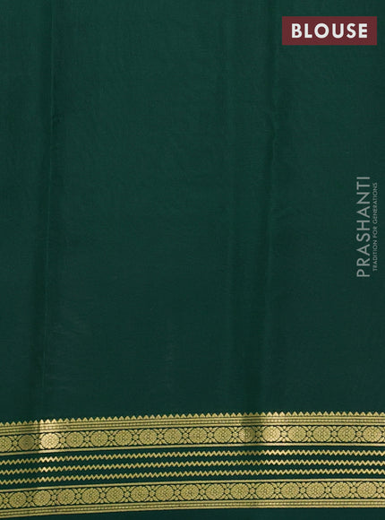 Pure mysore silk saree mauve pink and green with plain body and zari woven border