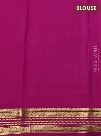 Pure mysore silk saree teal bluw and pink with plain body and zari woven border