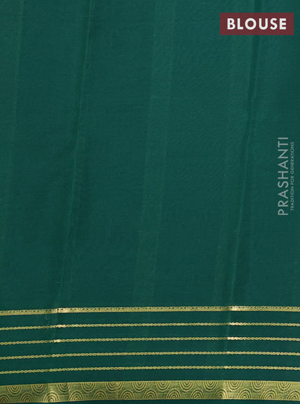 Pure mysore silk saree coffee brown and green with plain body and zari woven border