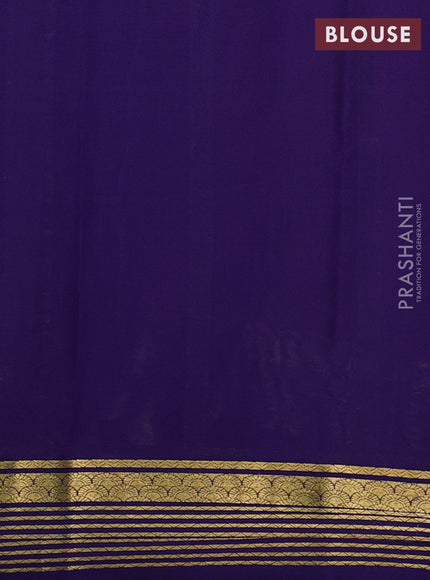 Pure mysore silk saree maroon and dark blue with plain body and zari woven border