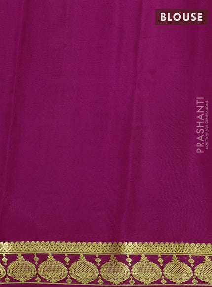Pure mysore silk saree cream and pink with plain body and zari woven border
