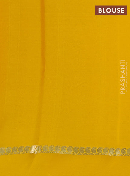 Pure mysore silk saree pink and yellow with allover zari checks & buttas and zari woven simple border