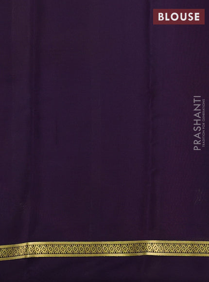 Pure mysore silk saree pink and deep violet with plain body and zari woven simple border