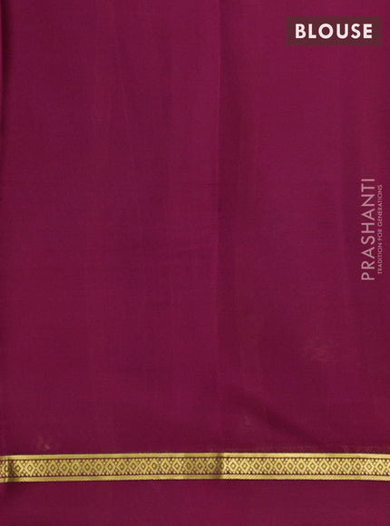 Pure mysore silk saree teal green shade and pink with plain body and zari woven simple border