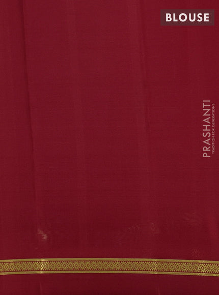 Pure mysore silk saree wine shade and maroon with plain body and zari woven simple border