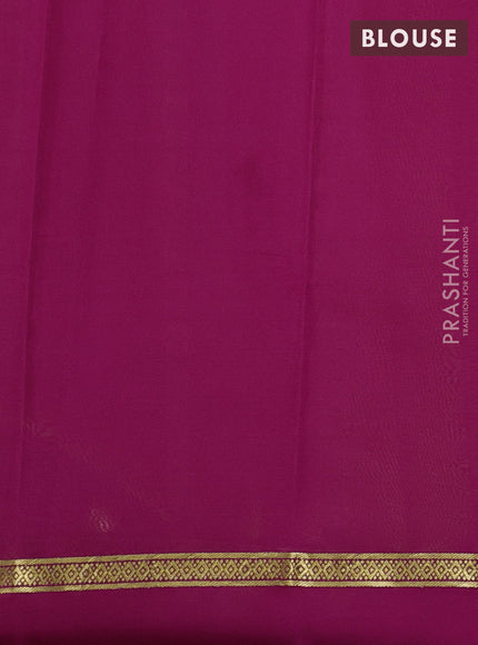 Pure mysore silk saree yellow and pink with plain body and zari woven simple border