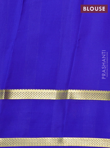 Pure mysore silk saree dark pink and royal blue with allover zari woven checked pattern and rettapet zari woven border