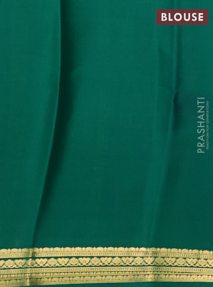 Pure mysore silk saree royal blue and green with plain body and zari woven border