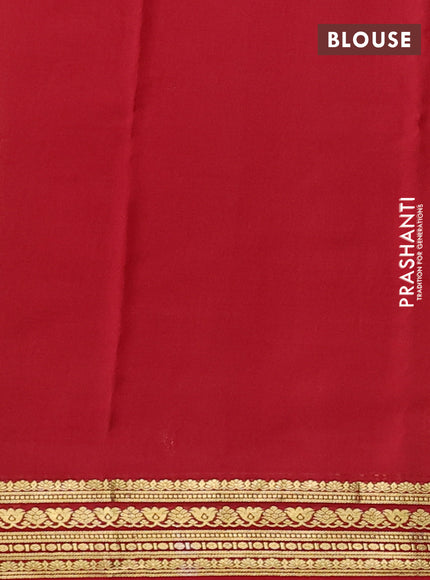 Pure mysore silk saree green shade and red with plain body and zari woven border