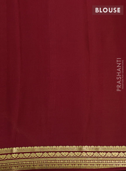 Pure mysore silk saree yellow and deep maroon with plain body and zari woven border