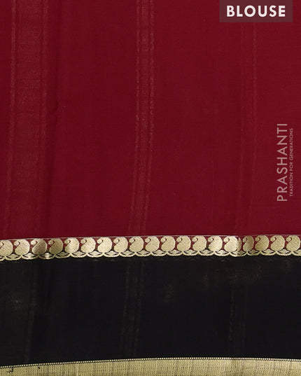 Pure mysore silk saree maroon and black with allover zari checks & buttas and rettapet zari woven border