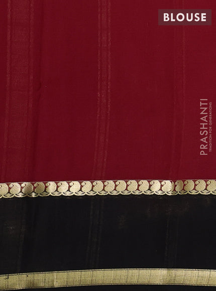 Pure mysore silk saree maroon and black with allover zari checks & buttas and rettapet zari woven border