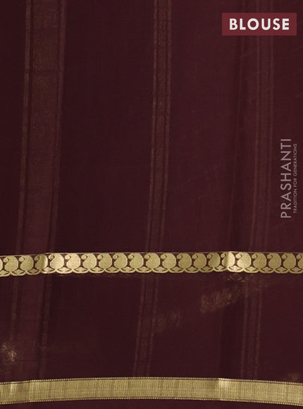 Pure mysore silk saree coffee brown with allover zari checks & buttas and rettapet zari woven border