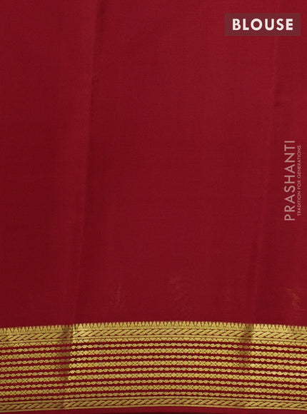Pure mysore silk saree jamun shade and maroon with plain body and zari woven border