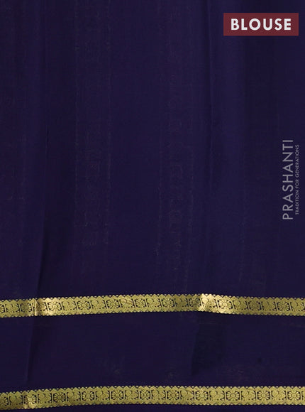 Pure mysore silk saree teal green and navy blue with allover zari woven checked pattern and rettapet zari woven border